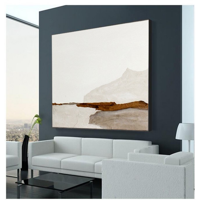 Large Original Beige and Brown Abstract Oil Painting For Living Room Contemporary Oil Paintings, Oversized Scandinavian Art for Bedroom