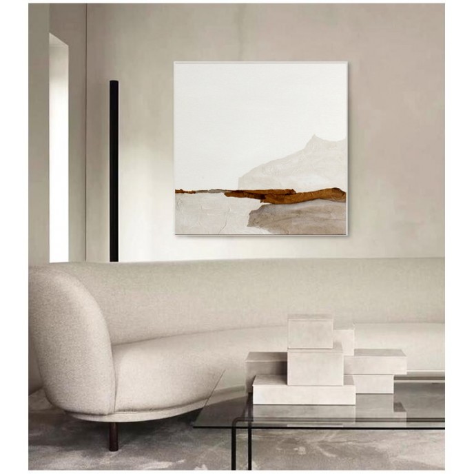 Large Original Beige and Brown Abstract Oil Painting For Living Room Contemporary Oil Paintings, Oversized Scandinavian Art for Bedroom