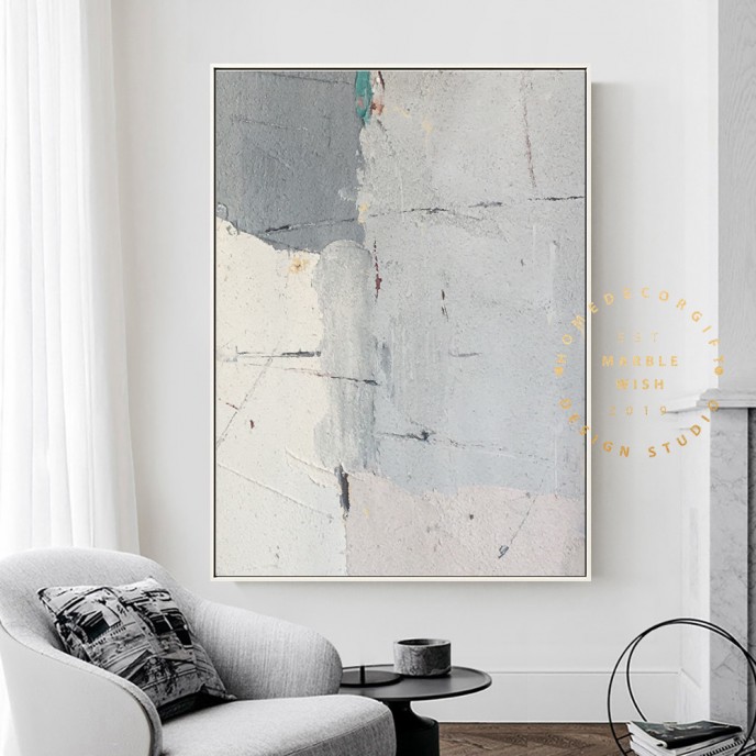 Large Minimalist Abstract Painting Grey Abstract Painting 