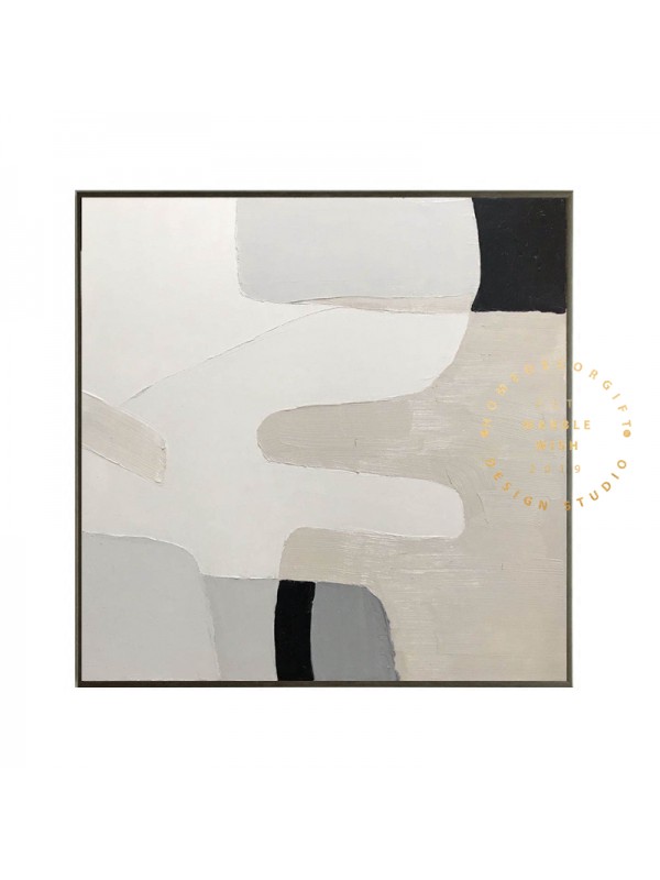 Large Original Texture Painting,Gray Abstract Painting Beige Painting,Boho Painting,Abstract Mountain Painting for Living Room,Bedroom Decor