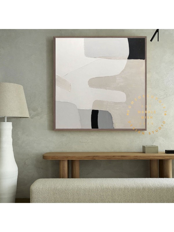 Large Original Texture Painting,Gray Abstract Painting Beige Painting,Boho Painting,Abstract Mountain Painting for Living Room,Bedroom Decor