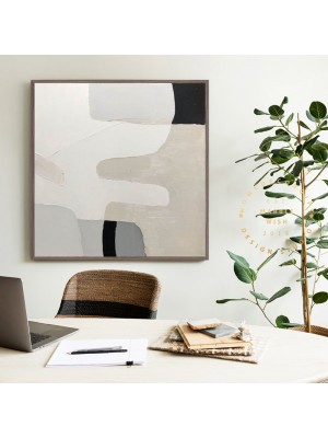 Large Original Texture Painting,Gray Abstract Painting Beige Painting,Boho Painting,Abstract Mountain Painting for Living Room,Bedroom Decor