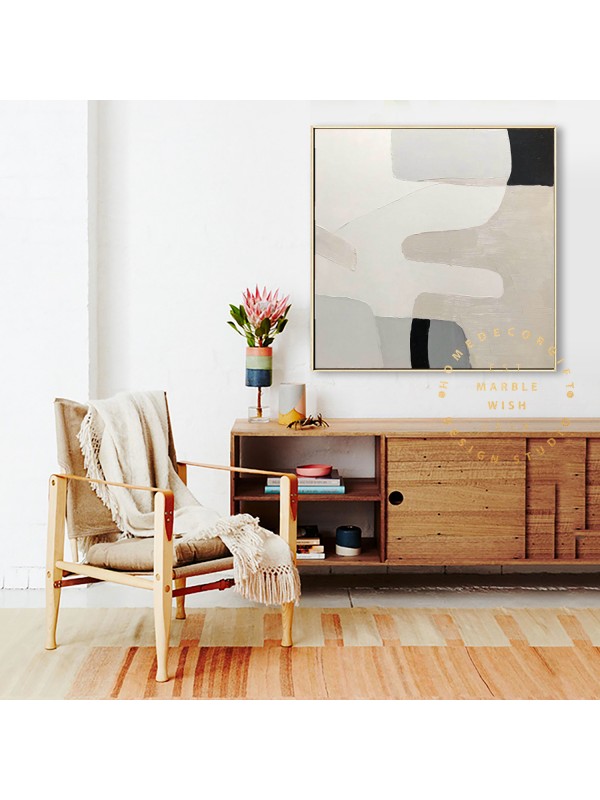 Large Original Texture Painting,Gray Abstract Painting Beige Painting,Boho Painting,Abstract Mountain Painting for Living Room,Bedroom Decor
