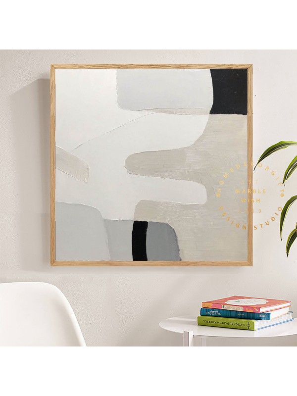 Large Original Texture Painting,Gray Abstract Painting Beige Painting,Boho Painting,Abstract Mountain Painting for Living Room,Bedroom Decor