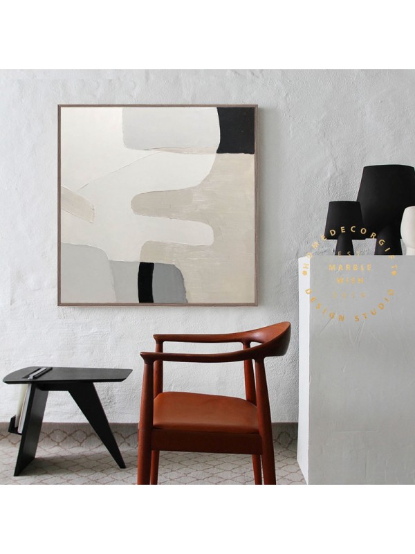 Large Original Texture Painting,Gray Abstract Painting Beige Painting,Boho Painting,Abstract Mountain Painting for Living Room,Bedroom Decor