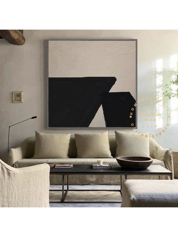 Large Abstract Beige And Black Painting Large Abstract Beige And Black Painting