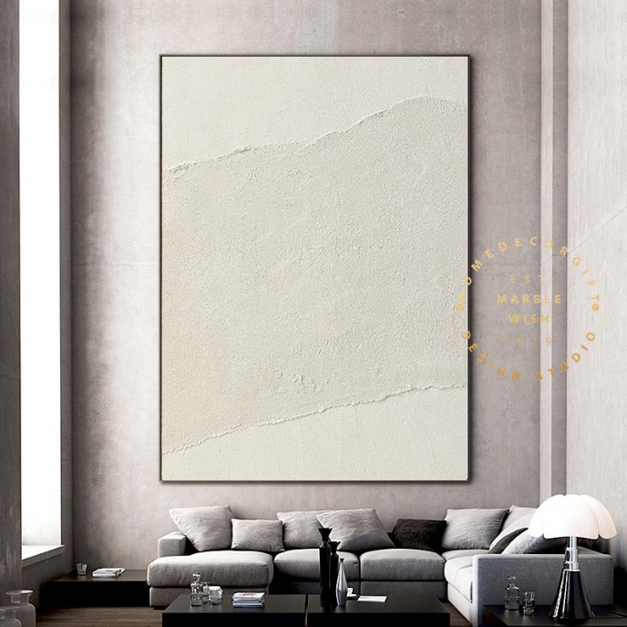 Large Abstract Painting Wall Art Decor, Original Beige Living Room Paintings on Canvas, Extra Large 3D textured Painting, Beige Abstract