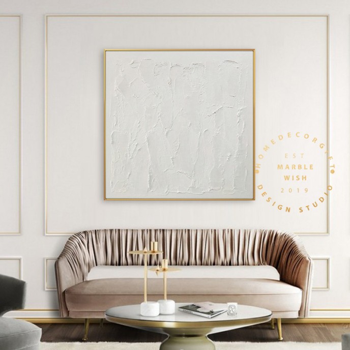 Large Abstract White Painting,White 3D Textured Painting, White Acrylic Paintings, Modern abstract painting for Living Room, Minimalist Art