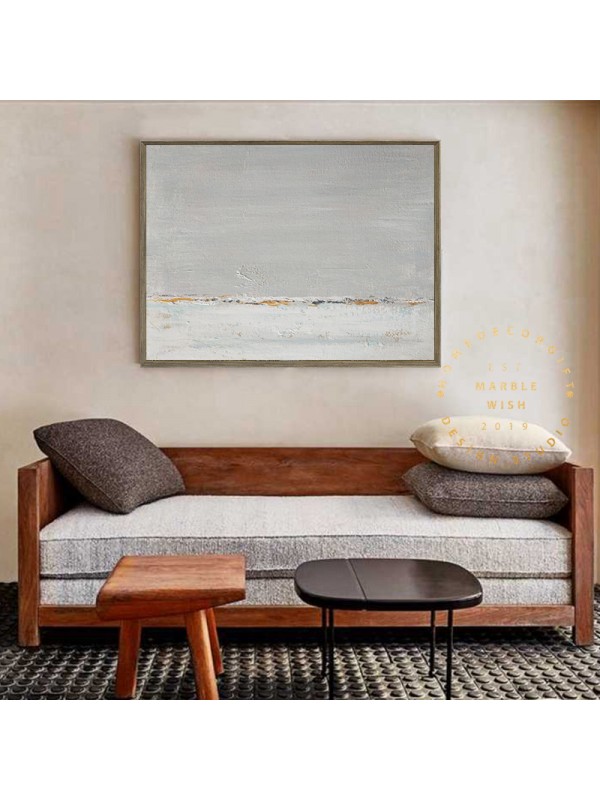 Minimal Gray and White Canvas Painting