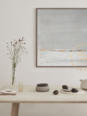 Minimal Gray and White Canvas Painting