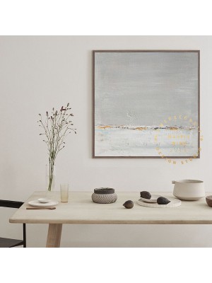 Minimal Gray and White Canvas Painting Minimal Gray and White Canvas Painting