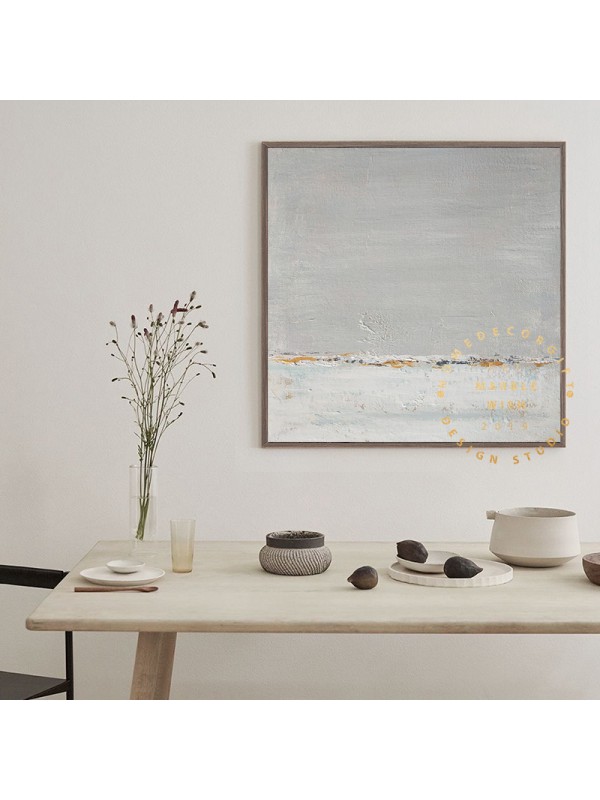 Minimal Gray and White Canvas Painting