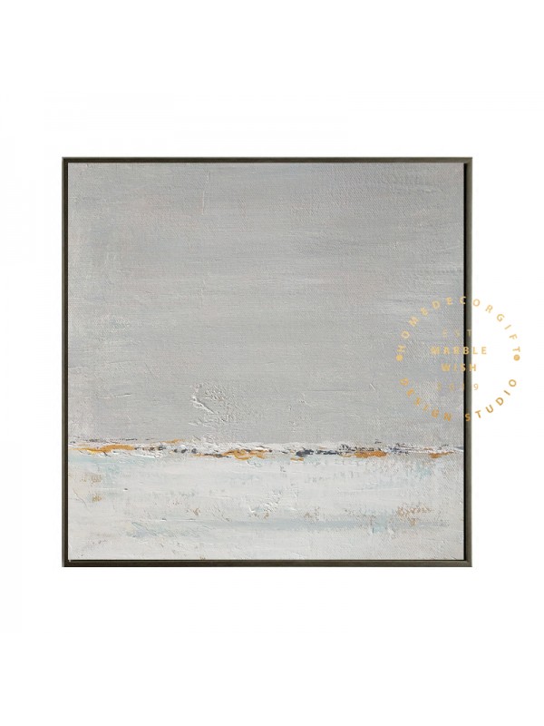 Minimal Gray and White Canvas Painting