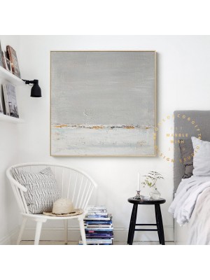 Minimal Gray and White Canvas Painting Minimal Gray and White Canvas Painting