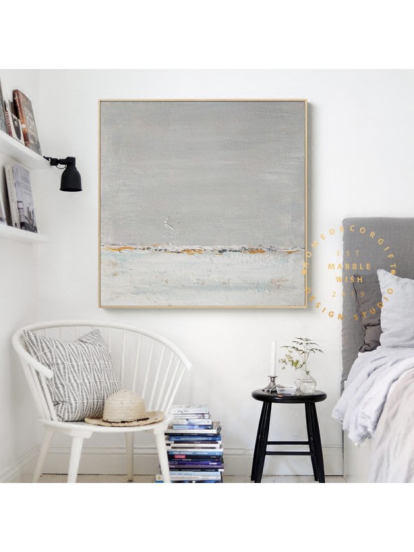 Minimal Gray and White Canvas Painting