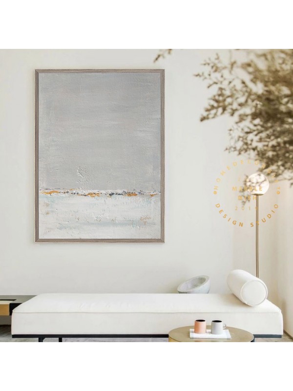 Minimal Gray and White Canvas Painting