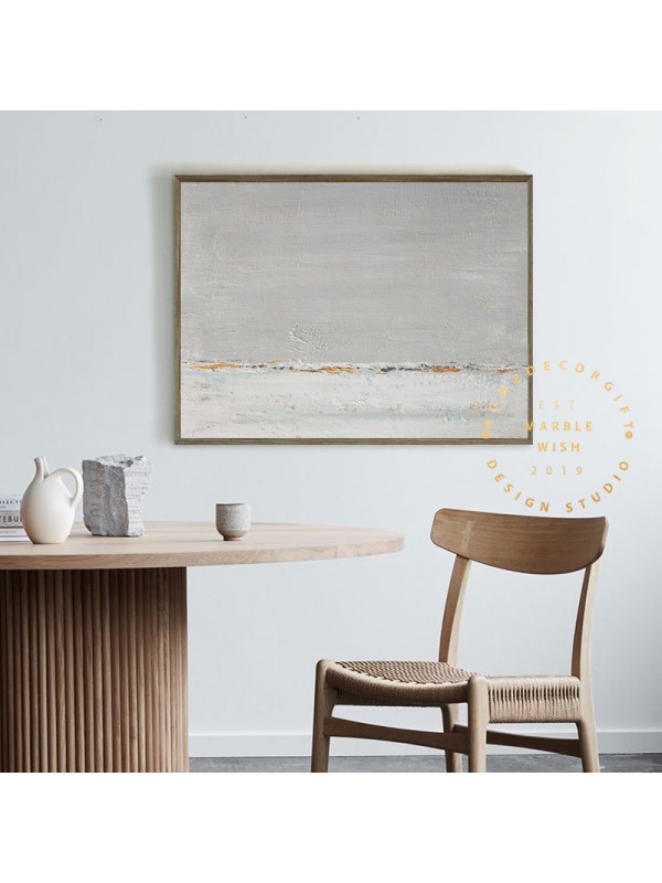 Minimal Gray and White Canvas Painting