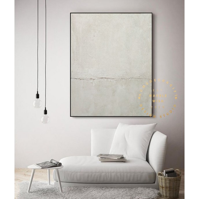 Large Neutral Abstract Canvas Art Scandinavian Wall Art Textured Art Minimal Painting Gray Painting White Painting Japandi Abstract Painting