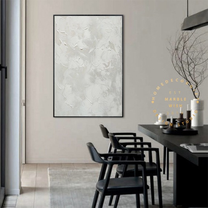 Large Abstract White Painting, White Paintings, White 3D Textured Painting, Modern abstract painting for Living Room, Minimalist Art