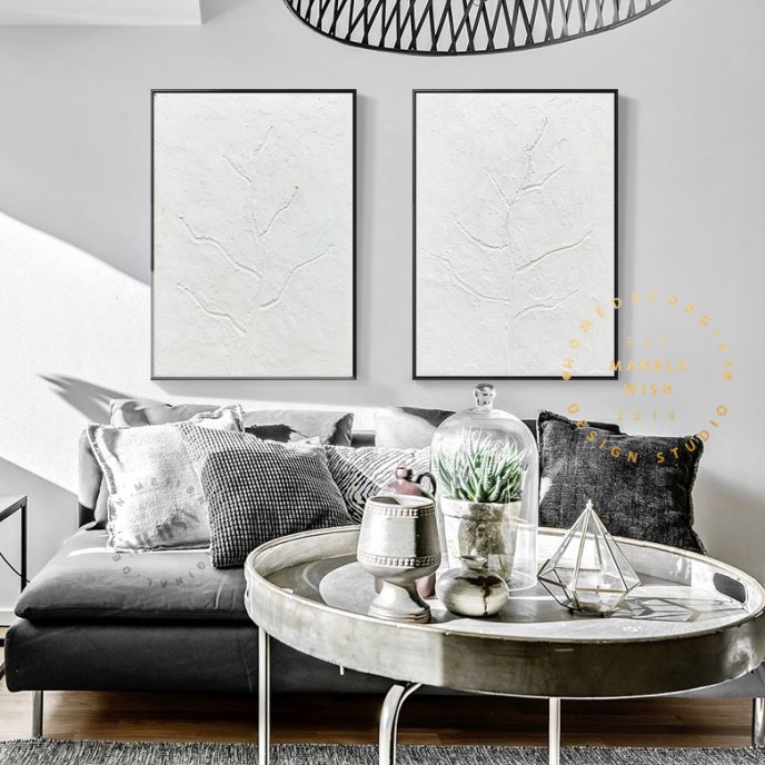 2 piece Wall Art Canvas, Large Set of 2 Painting, 3D White Painting,White Abstract Tree Art,2 Pieces Minimal Wall Art Set, Modern Relief Art 2 piece Wall Art Canvas, Large Set of 2 Painting, 3D White Painting,White Abstract Tree Art,2 Pieces Minimal Wall Art Set, Modern Relief Art