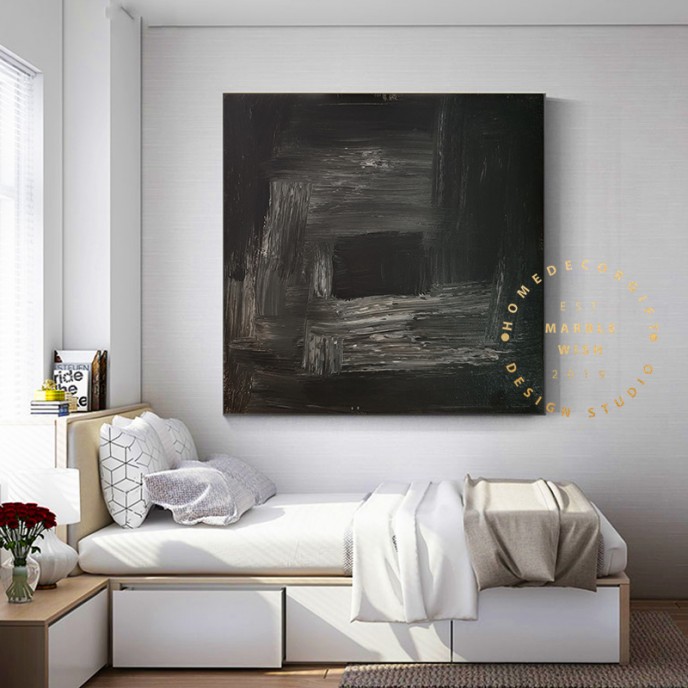 Black Canvas Abstract Art Painting, Black Painting, Black Abstract, Modern Hallway Painting, Living Room Art Decor, White and Black Art Black Canvas Abstract Art Painting, Black Painting, Black Abstract, Modern Hallway Painting, Living Room Art Decor, White and Black Art