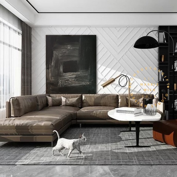 Black Canvas Abstract Art Painting, Black Painting, Black Abstract, Modern Hallway Painting, Living Room Art Decor, White and Black Art Black Canvas Abstract Art Painting, Black Painting, Black Abstract, Modern Hallway Painting, Living Room Art Decor, White and Black Art