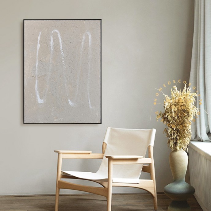 Minimal Abstract Canvas Art, Gray Texture Painting, Textured Abstract Art Canvas, Khaki Neutral Abstract Painting Antique Living Room Art
