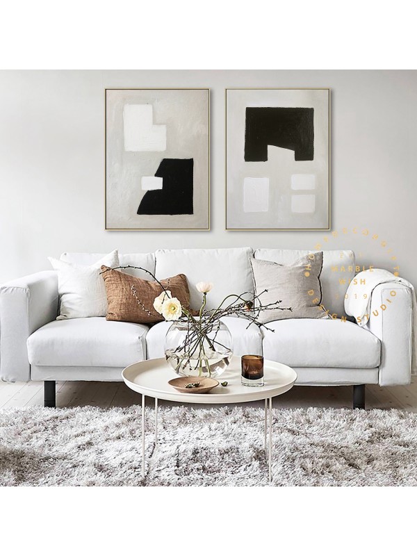 Set of 2 Neutral Beige Paintings Set of 2 Neutral Beige Paintings
