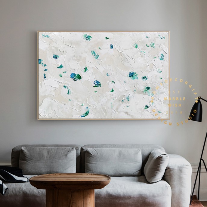 White Green Oil Painting on Canvas, Textured Painting Abstract Art, Palette Knife Textured Art, Minimal Wall Art, White Textured Painting White Green Oil Painting on Canvas, Textured Painting Abstract Art, Palette Knife Textured Art, Minimal Wall Art, White Textured Painting