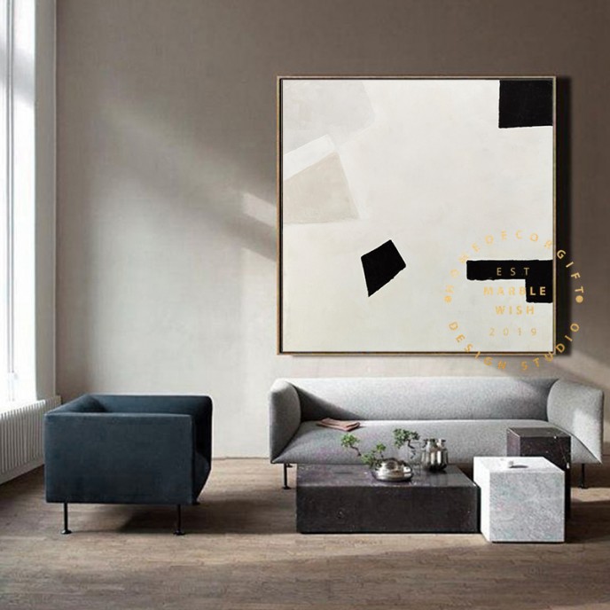 Minimal Modern Art, Canvas Abstract Art, White Abstract Painting, Beige Abstract, Gray Abstract, Living Room Modern Art, Painting on Canvas