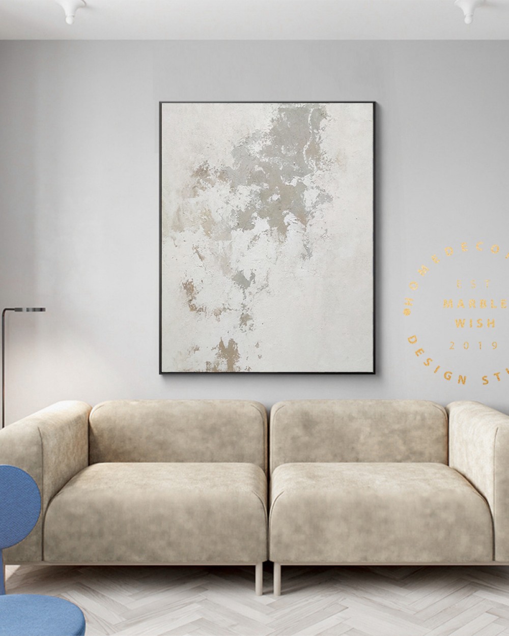 Minimalist Abstract Wall Art, Large White Painting, White