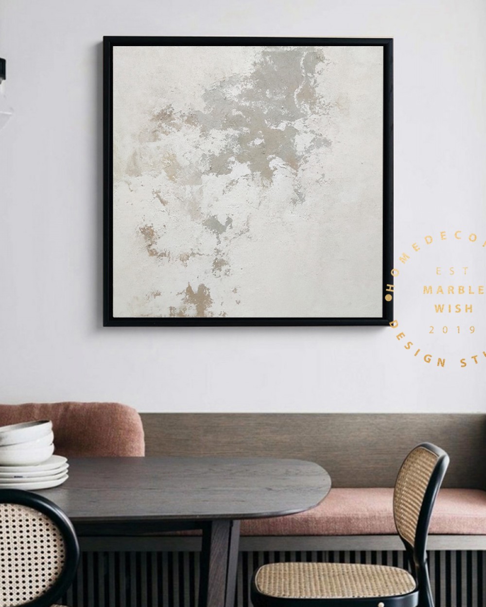 Minimalist Abstract Wall Art, Large White Painting, White