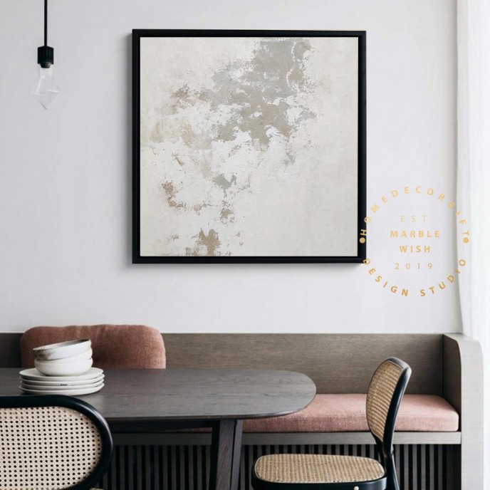 Minimalist Abstract Wall Art, Large White Painting, White Texture Abstract Painting, Abstract Canvas Art for Living Room Decor, Minimal Art