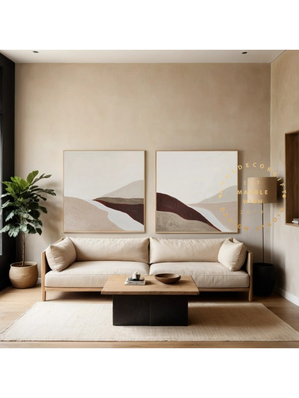 Set of 2 Beige Wall Paintings Set of 2 Beige Wall Paintings