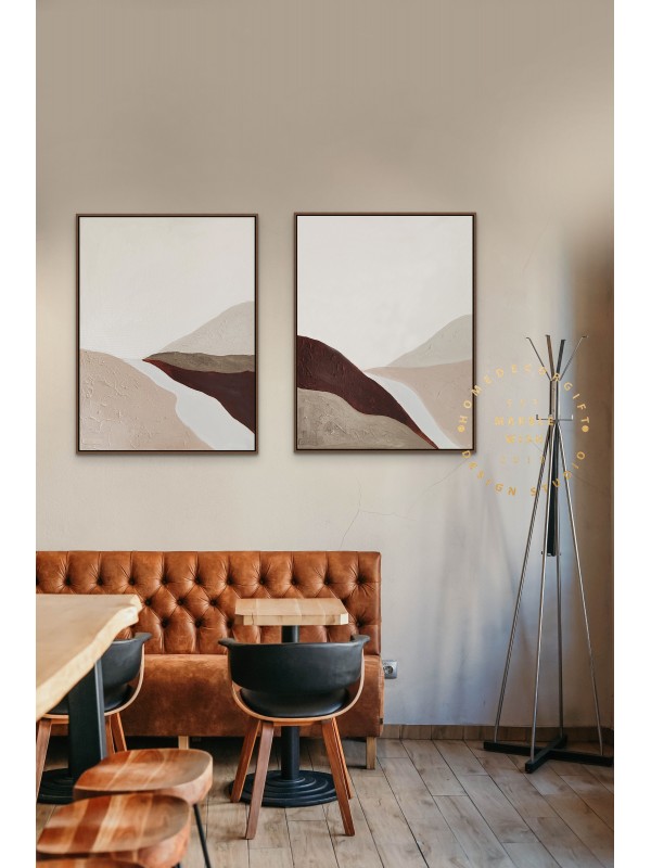 Set of 2 Beige Wall Paintings Set of 2 Beige Wall Paintings