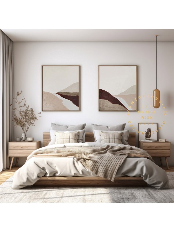 Set of 2 Beige Wall Paintings Set of 2 Beige Wall Paintings