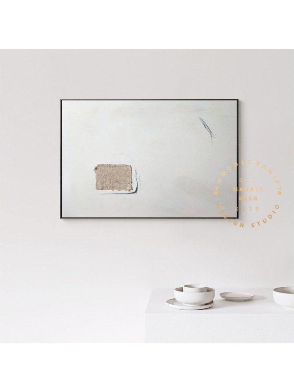 Minimal White Abstract Painting, Minimalist Abstract Wall Art, Scandinavian Wall Art, Japandi Wabi-Sabi Abstract Painting for Home Decor