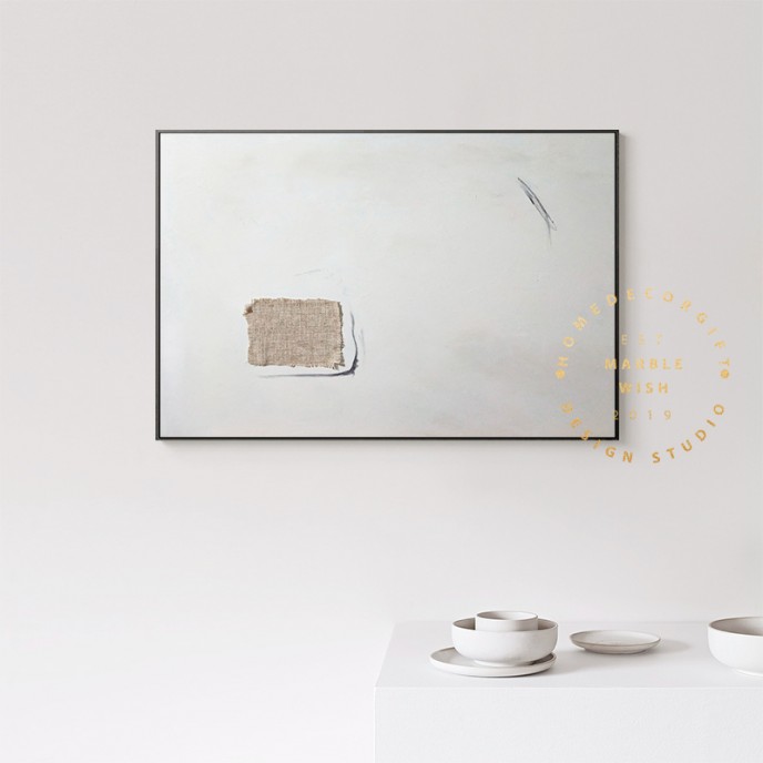 Minimal White Abstract Painting, Minimalist Abstract Wall Art, Scandinavian Wall Art, Japandi Wabi-Sabi Abstract Painting for Home Decor