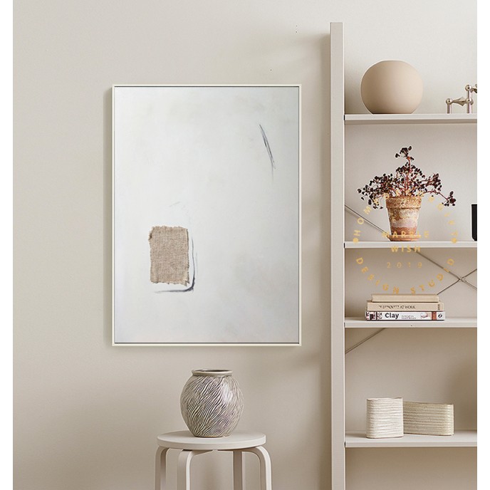 Minimal White Abstract Painting, Minimalist Abstract Wall Art, Scandinavian Wall Art, Japandi Wabi-Sabi Abstract Painting for Home Decor