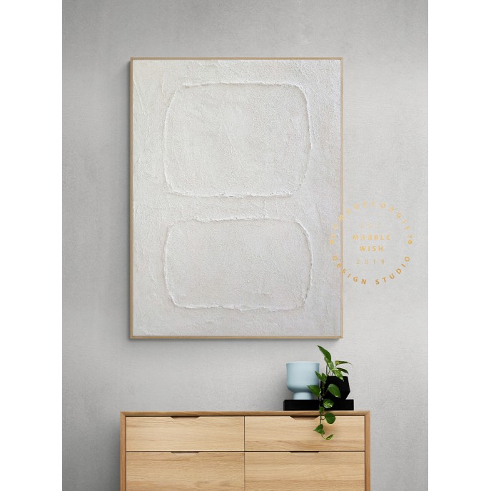 White Abstract Painting, Minimal 3D Painting, White Textured Painting, Abstract Canvas Art for Neutral Minimalist Decor, Boho Art