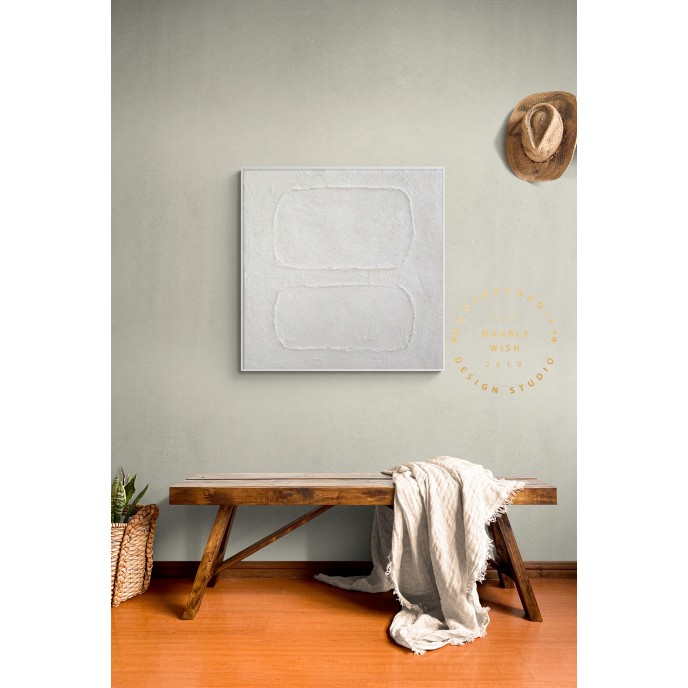 White Abstract Painting, Minimal 3D Painting, White Textured Painting, Abstract Canvas Art for Neutral Minimalist Decor, Boho Art