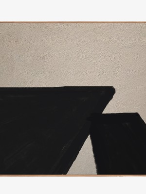 Large Abstract Beige And Black Painting