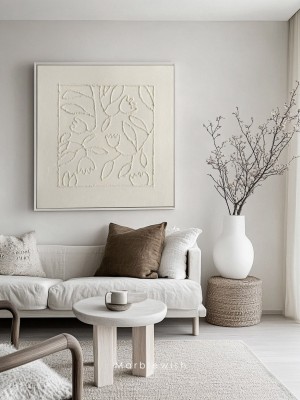 Beige Floral Botanical Relief Wall Art Beige Floral Botanical Relief Wall Art