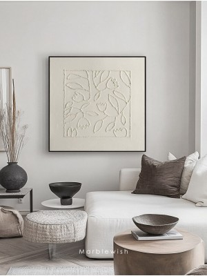 Beige Floral Botanical Relief Wall Art Beige Floral Botanical Relief Wall Art