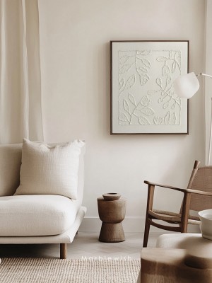 Beige Floral Botanical Relief Wall Art 02 Beige Floral Botanical Relief Wall Art 02