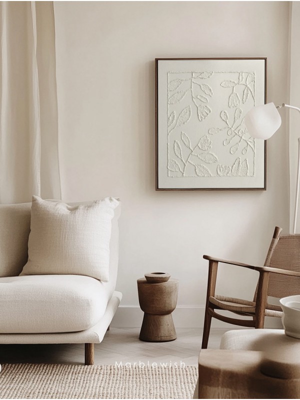 Beige Floral Botanical Relief Wall Art 02
