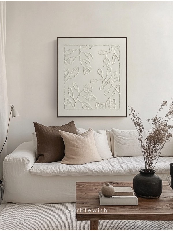 Beige Floral Botanical Relief Wall Art 02