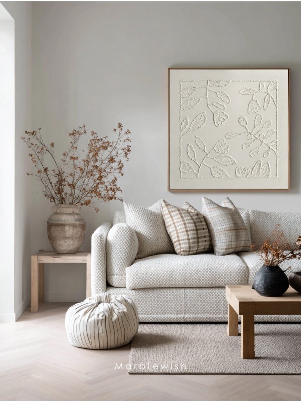 Beige Floral Botanical Relief Wall Art 02