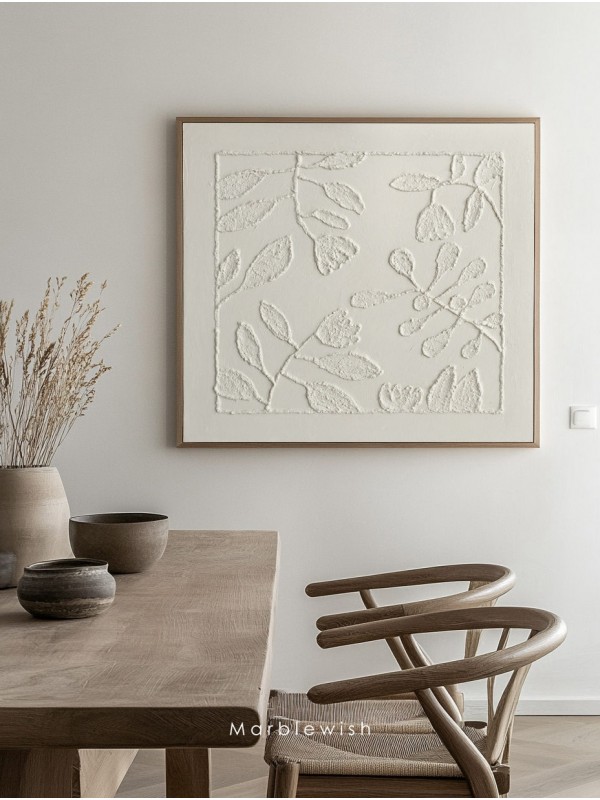 Beige Floral Botanical Relief Wall Art 02