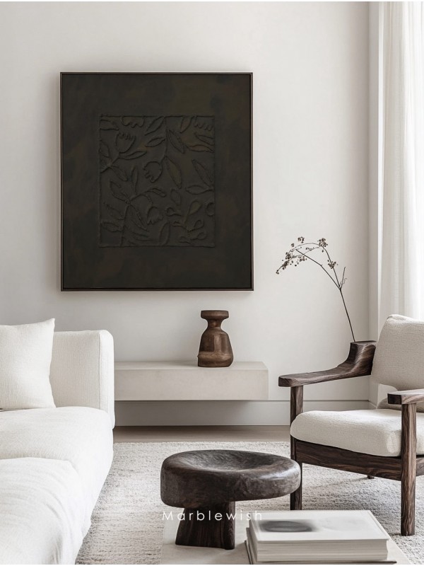Black Botanical Relief Wall Art Black Botanical Relief Wall Art